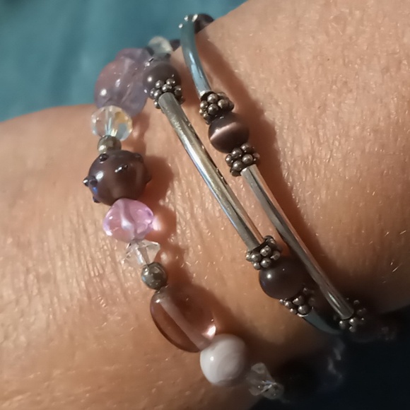 Wrap & toggle brackets 2 brackets toggle sz 7.5 wrap art glass and resin - Picture 5 of 11